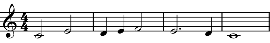 A melody using longer note values instead of ties