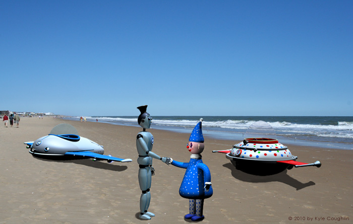 Clarobotoo and Flopsy the Whimsical Clown Shake Hands Before the Race