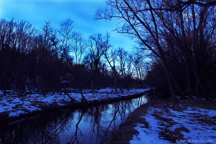 Wintry Reflections on a Silvery Stream