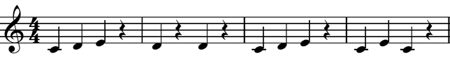 A simple tune using quarter rests